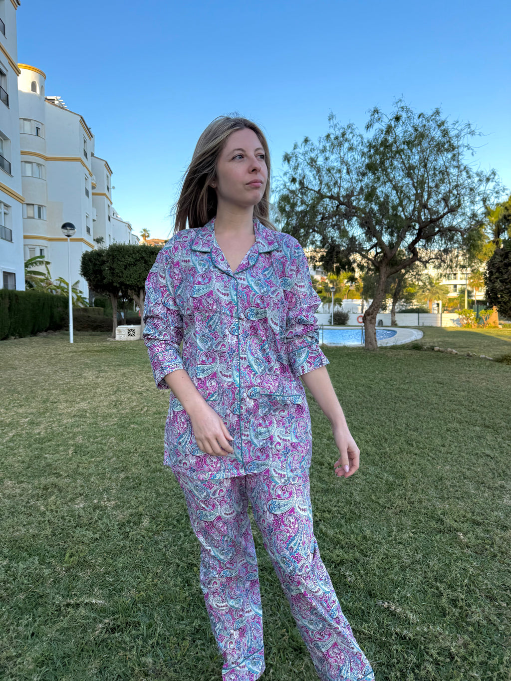 Paisley Pajama Set – Purple & Blue