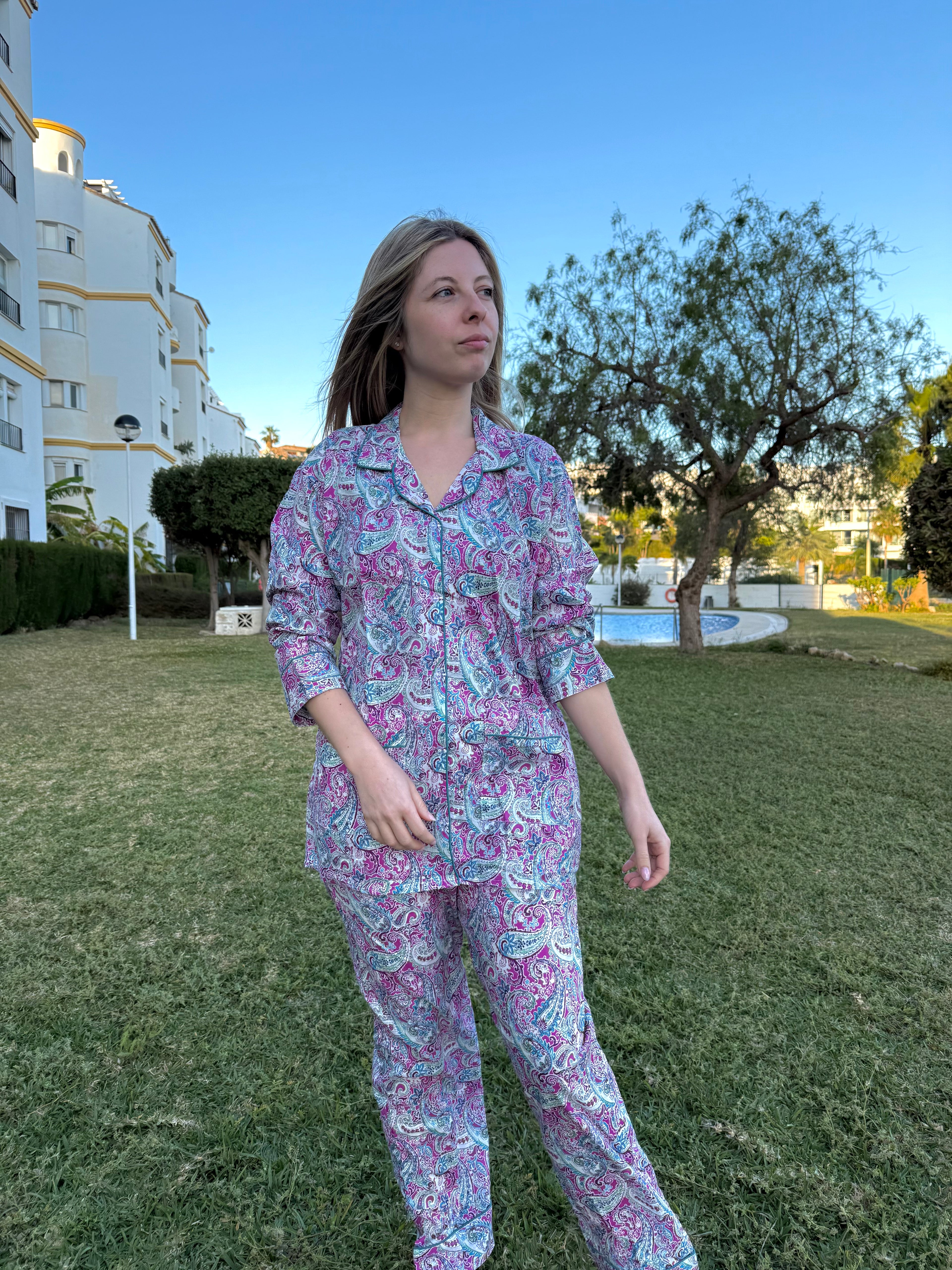 Paisley Pajama Set – Purple & Blue