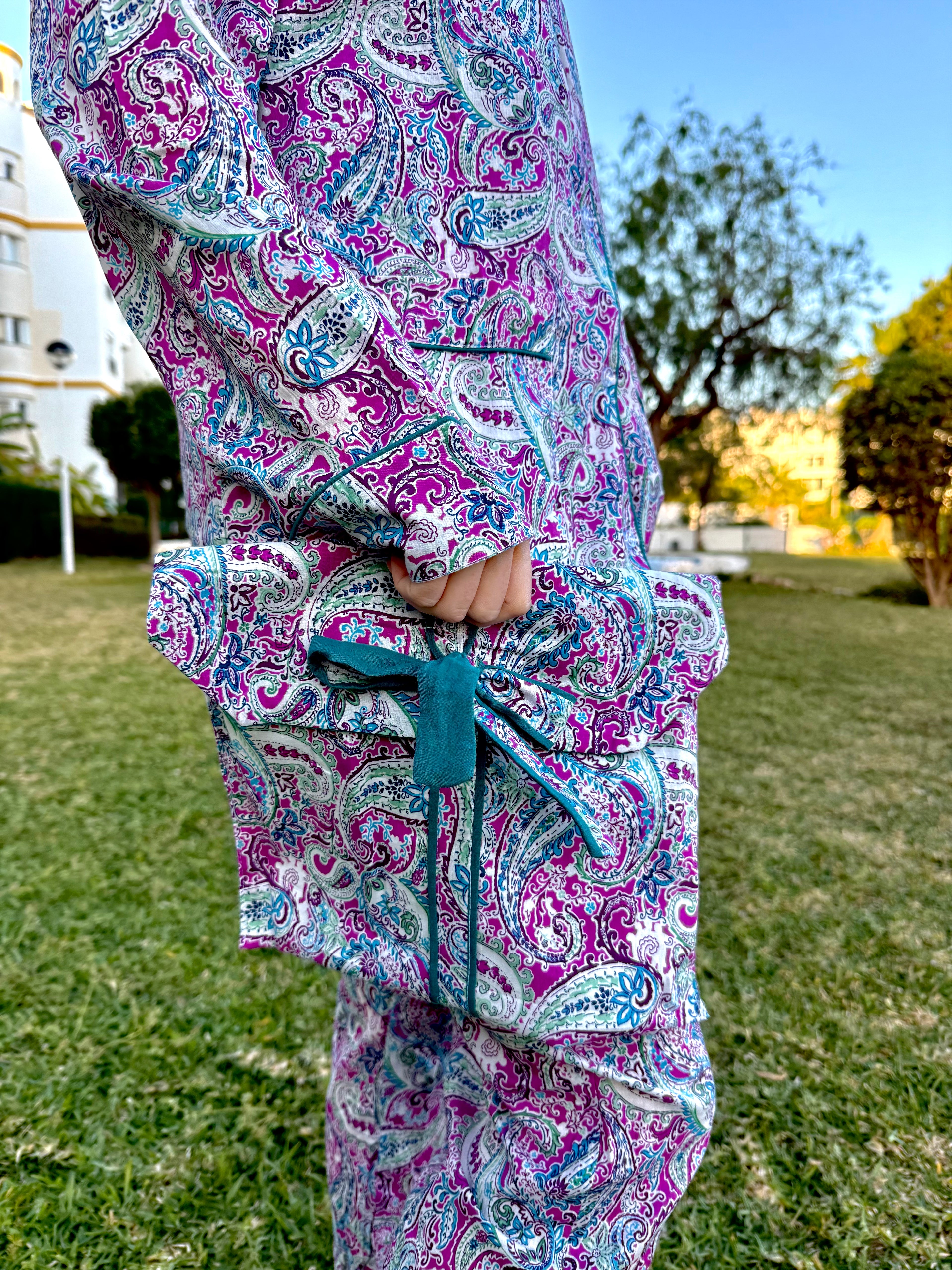 Paisley Pajama Set – Purple & Blue
