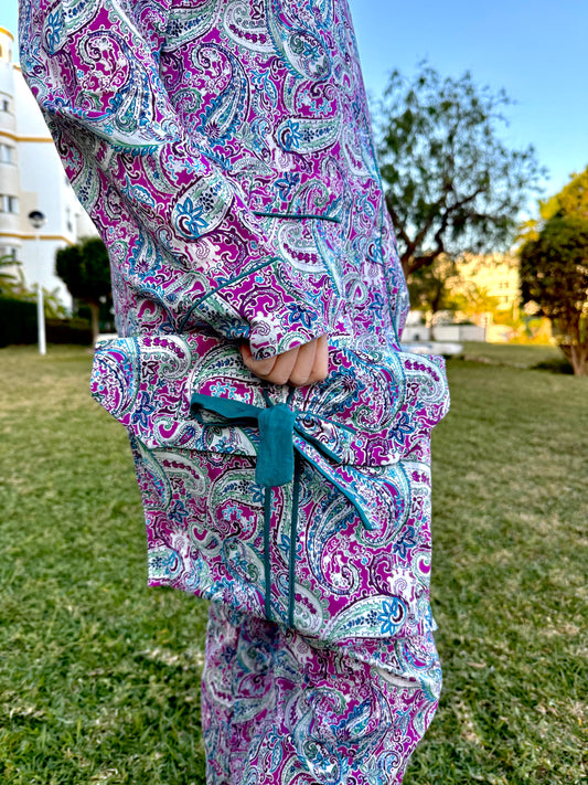 Paisley Pajama Set – Purple & Blue
