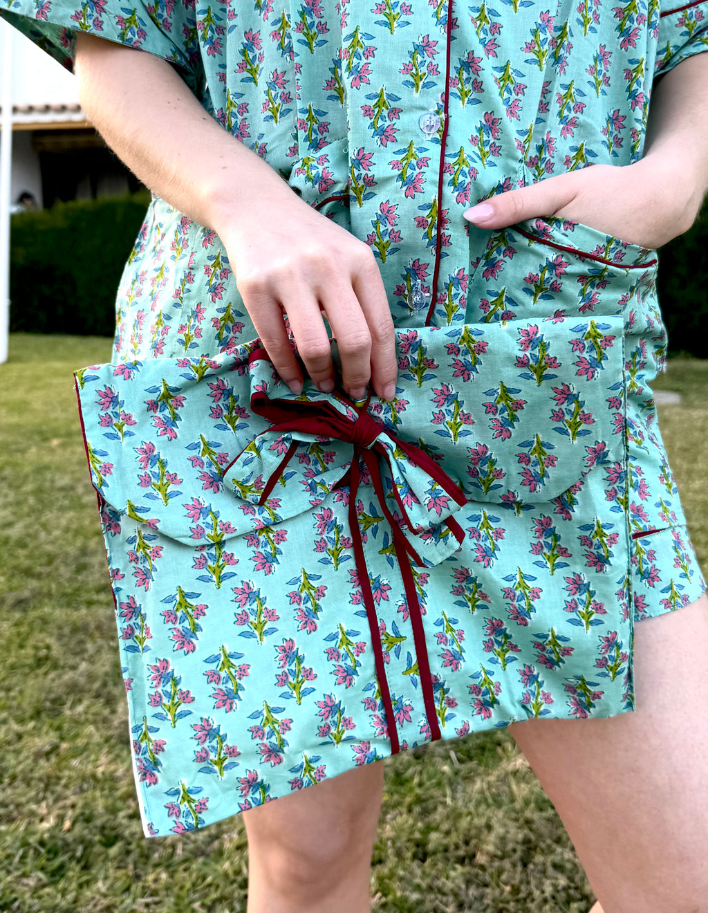 Floral Pajama Set – Light Blue